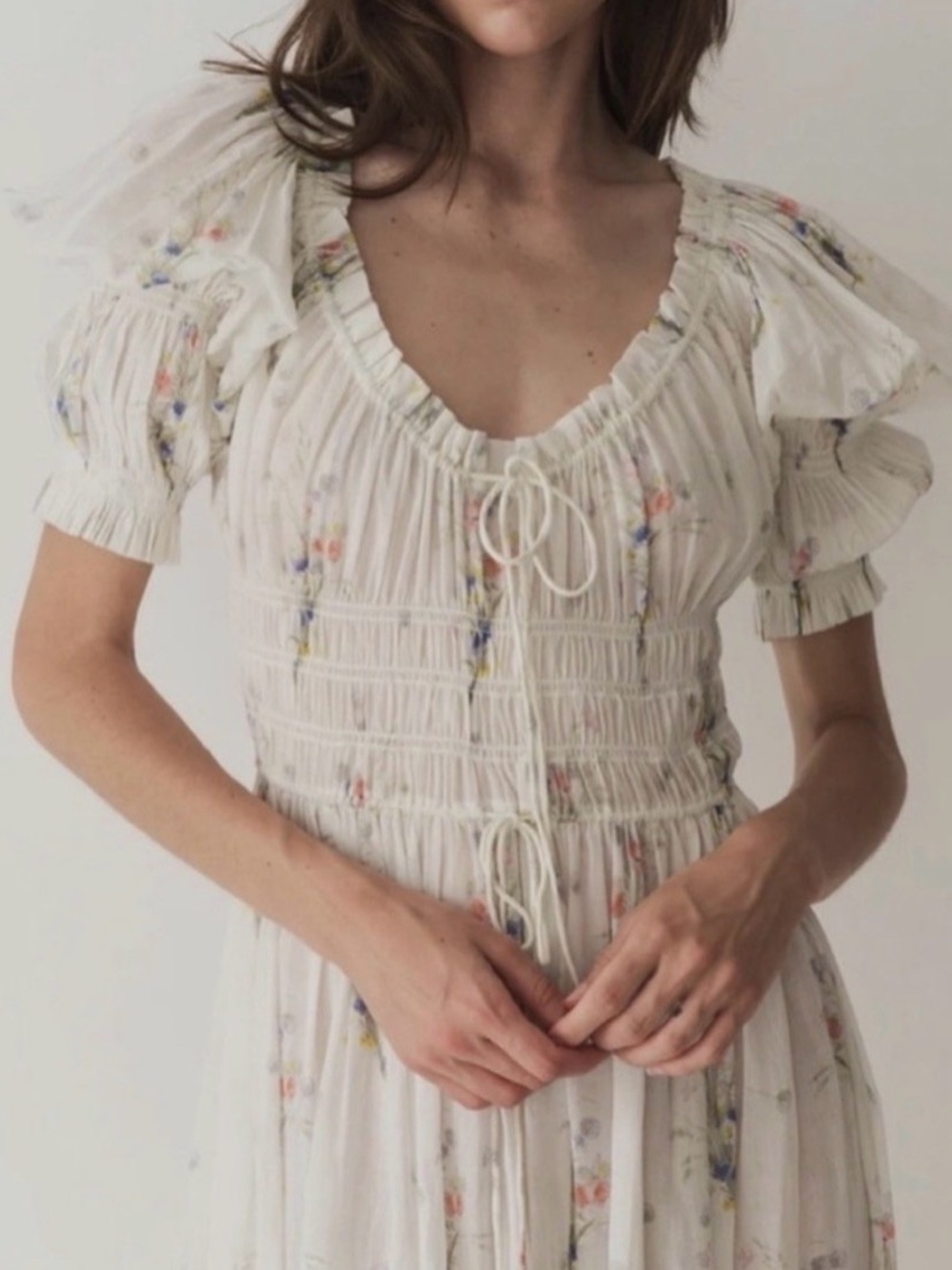 Doen Cream Floral Maxi Dress with Puff Sleeves - Picture 3 of 9